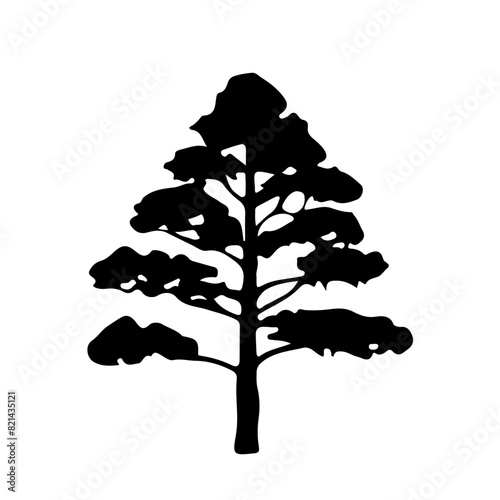 Pine Tree Silhouette Vector Clipart.	