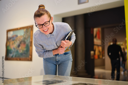 Woman Visiting Art Gallery Lifestyle Concept.