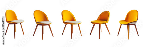 Set of A yellow chair, plain no decorations on a transparent background