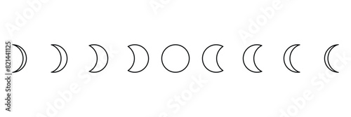 Set of moon phase simple icon. Mystic Celestial symbol collection. Vector Illustration.