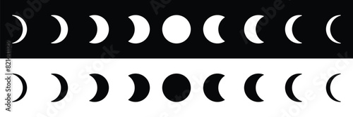 Set of moon phase simple icon. Mystic Celestial symbol collection. Vector Illustration.