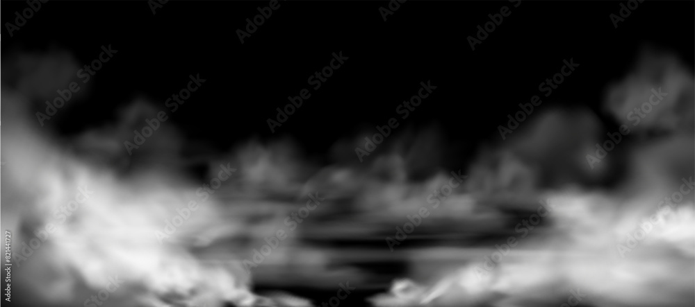 Vector element of smoke on a black background creates the effect of a mysterious overlay