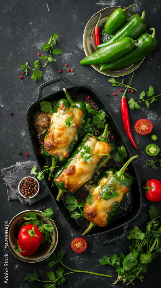 Chile rellenos with fresh ingredients vertical Chile rellenos with fresh ingredients vertical