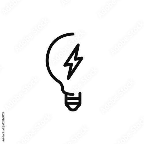 Light bulb with lightning vector. Edit idea linear icon. Electric light bulb ecology. Electricity energy vector. Lightning outline light bulb. Business vector. Vector illustration.