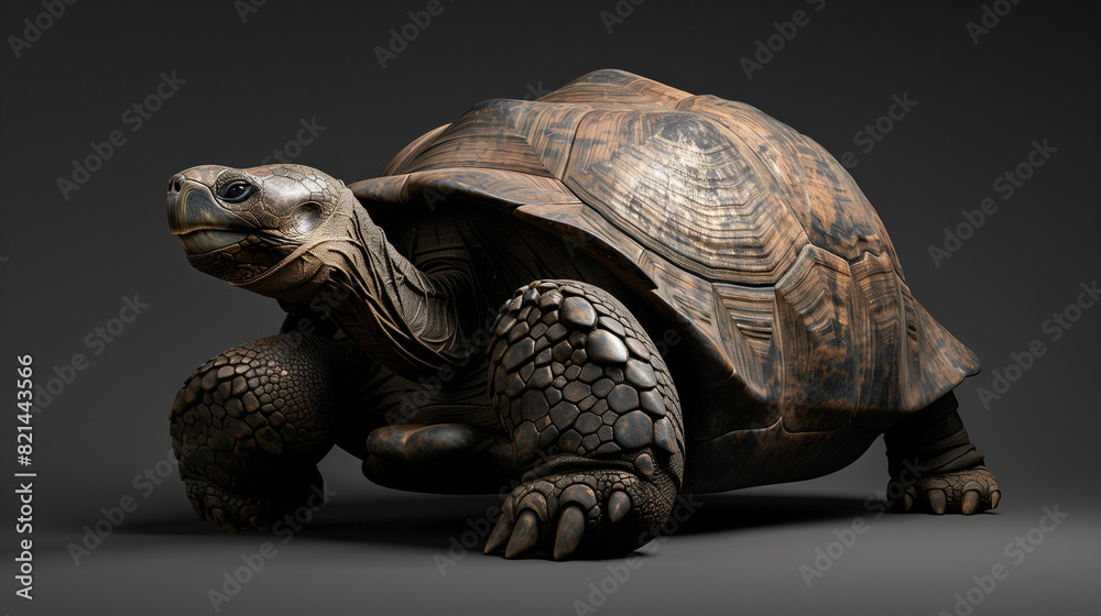 Obraz premium Galapagos Tortoise on Black Background