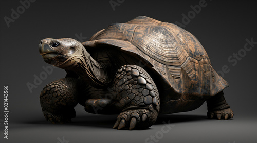 Galapagos Tortoise on Black Background