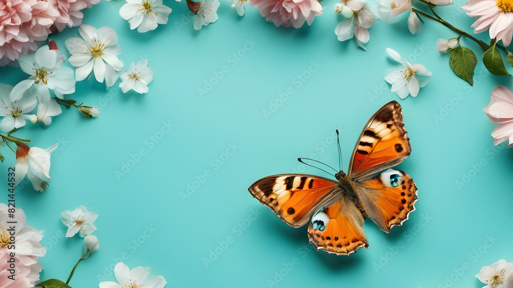 Vibrant paper cut-out butterflies arranged on a pastel background, creating a whimsical and artistic scene. Vibrant paper cut-out butterflies arranged on a pastel background, creating a whimsical and artistic scene.