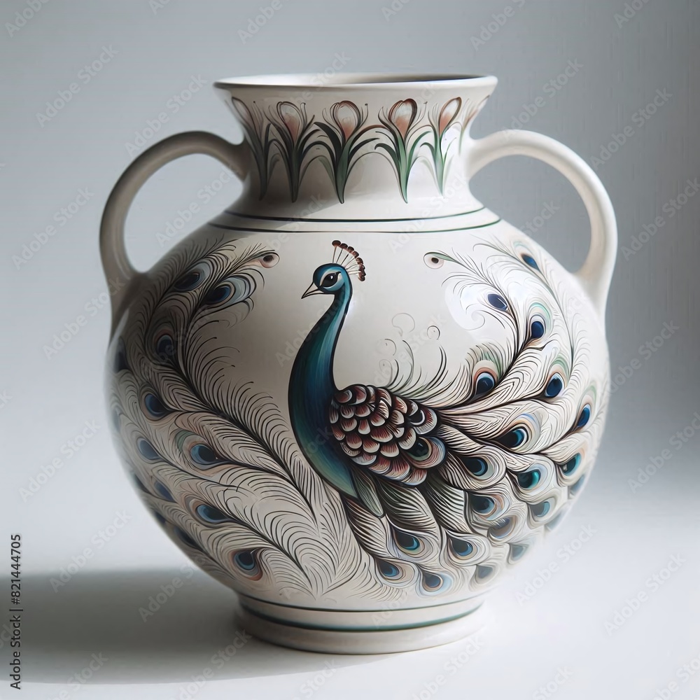 Elegant Ceramic Vase with Peacock and Floral Design for Sophisticated Home Decor Elegant Ceramic Vase with Peacock and Floral Design for Sophisticated Home Decor