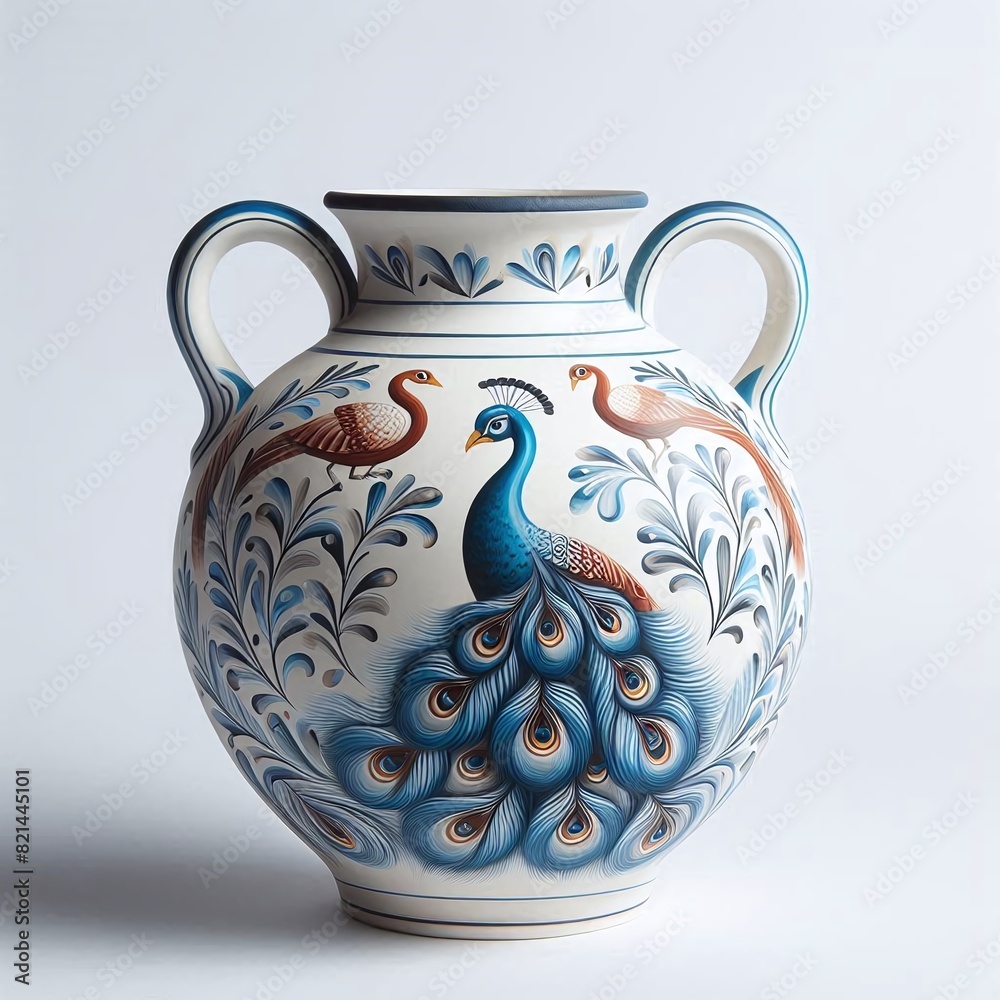 Elegant Ceramic Vase with Peacock and Floral Design for Sophisticated Home Decor Elegant Ceramic Vase with Peacock and Floral Design for Sophisticated Home Decor