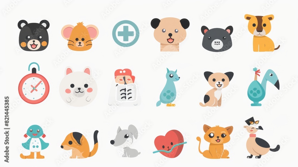 Cute animal illustrations for children's healthcare or medical designs