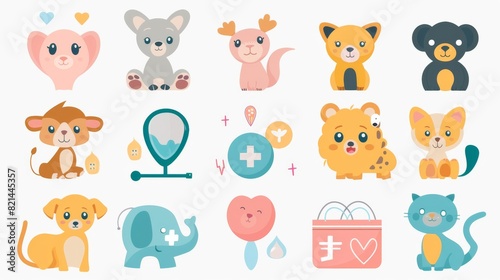 Cute animal illustrations for children's healthcare or medical designs