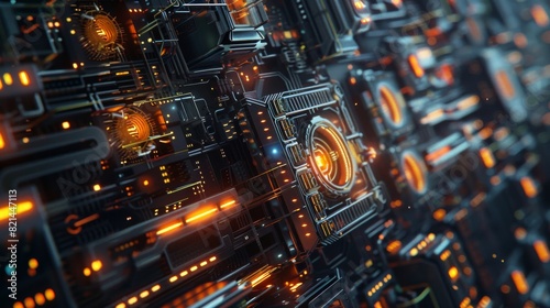 Cyberpunk city made of digital circuits for technology or sci-fi design