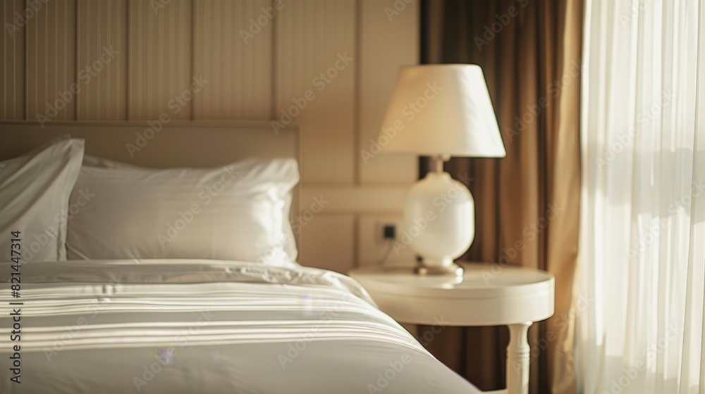 Luxury bedroom interior of bedding and pillow in hotel room. Conforming, cleanliness, coziness and hotel room concept. Luxury bedroom interior of bedding and pillow in hotel room. Conforming, cleanliness, coziness and hotel room concept.