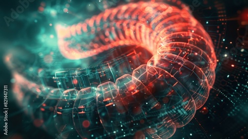 Xray Insight A Captivating D Render of Intestines in a Futuristic Virtual Reality Environment photo