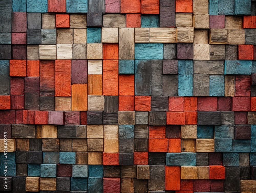 Abstract background colorful aged wood texture in block display wallpaper Abstract background colorful aged wood texture in block display wallpaper