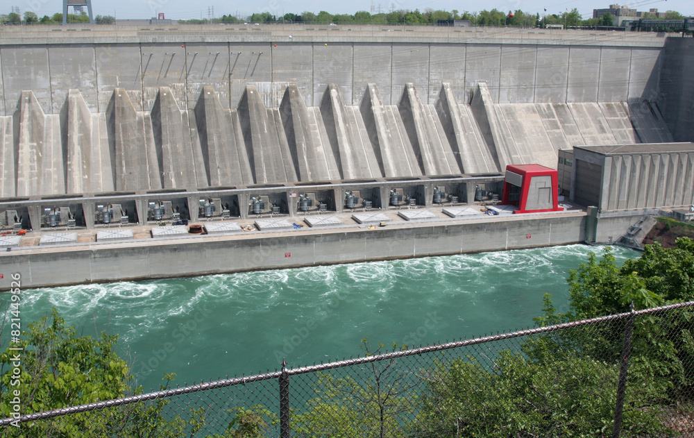 A huge hydro electric power plant on a river..