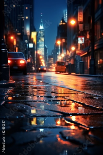 rain in the city rainy weather wet city streets Generative AI