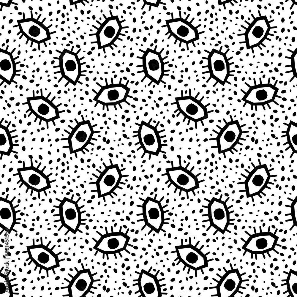 Cartoon Halloween monsters eyes seamless autumn pattern for wrapping paper