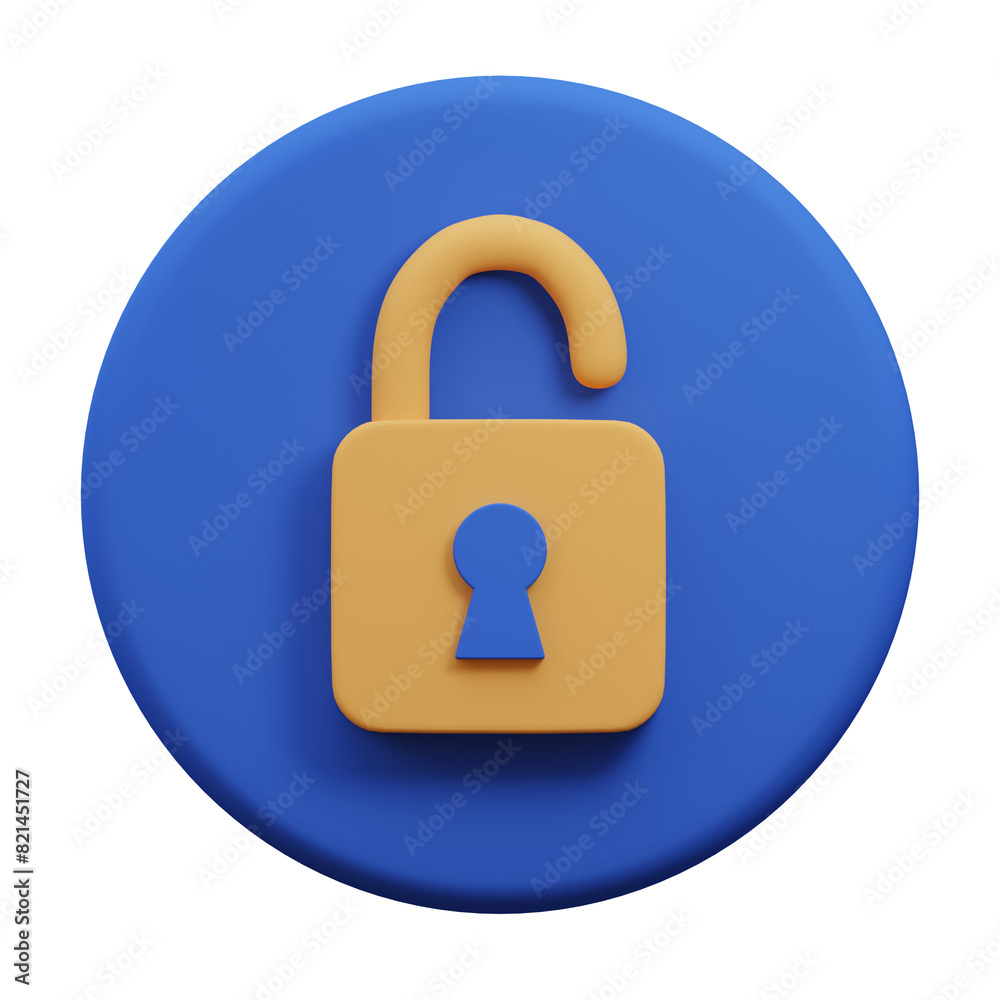 Unlock Icon 3D Illustration, User Interface Icon. Unlock Icon 3D Illustration, User Interface Icon.