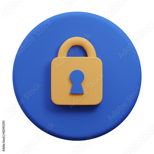 Lock 3D Illustration, User Interface Icon. photo