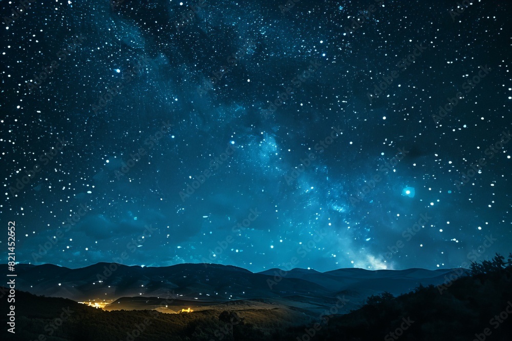 Starry Night Over Mountain Village Starry Night Over Mountain Village