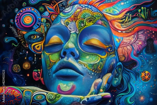Psychedelic Surreal Galaxy Face Art © Sandu