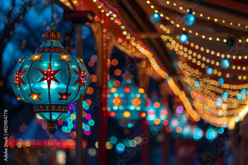Colorful Festive Lanterns and String Lights