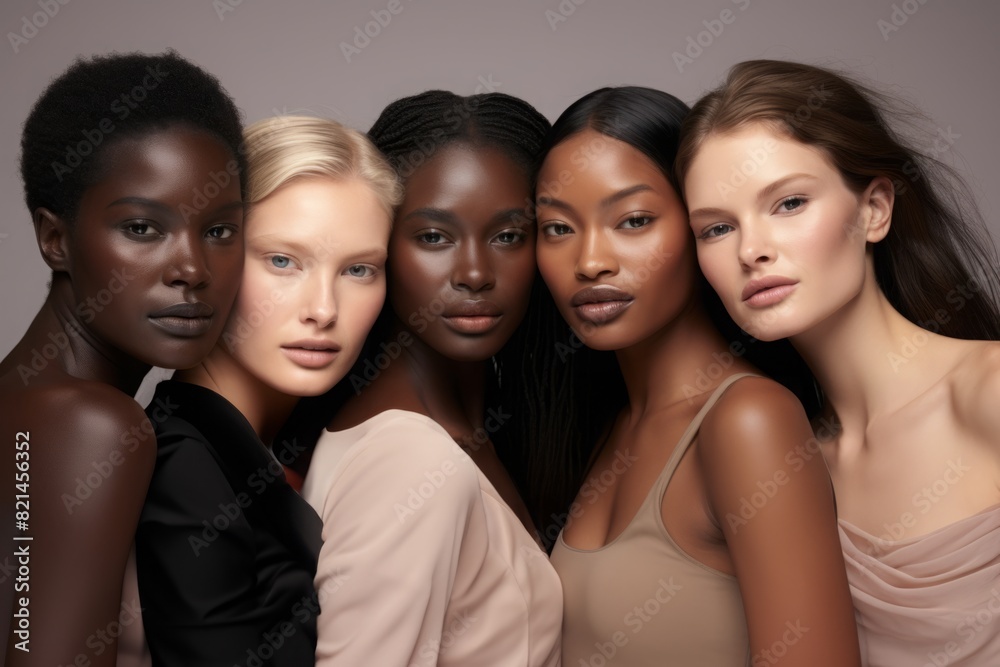 Diverse Group of Women Posing Together in Studio Diverse Group of Women Posing Together in Studio