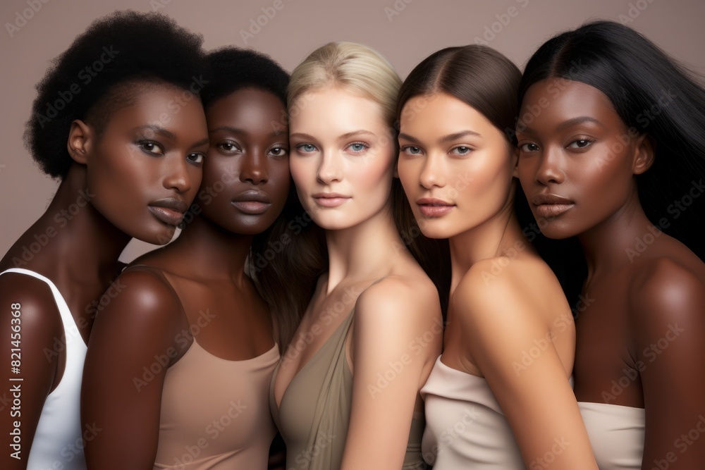 Diverse Group of Women Posing Together in Studio Diverse Group of Women Posing Together in Studio
