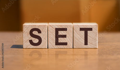 Wooden Block Spelling Set on Table