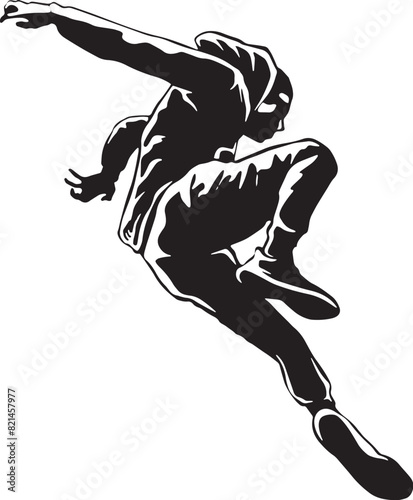 skateboarder jumping on a white background silhouette 