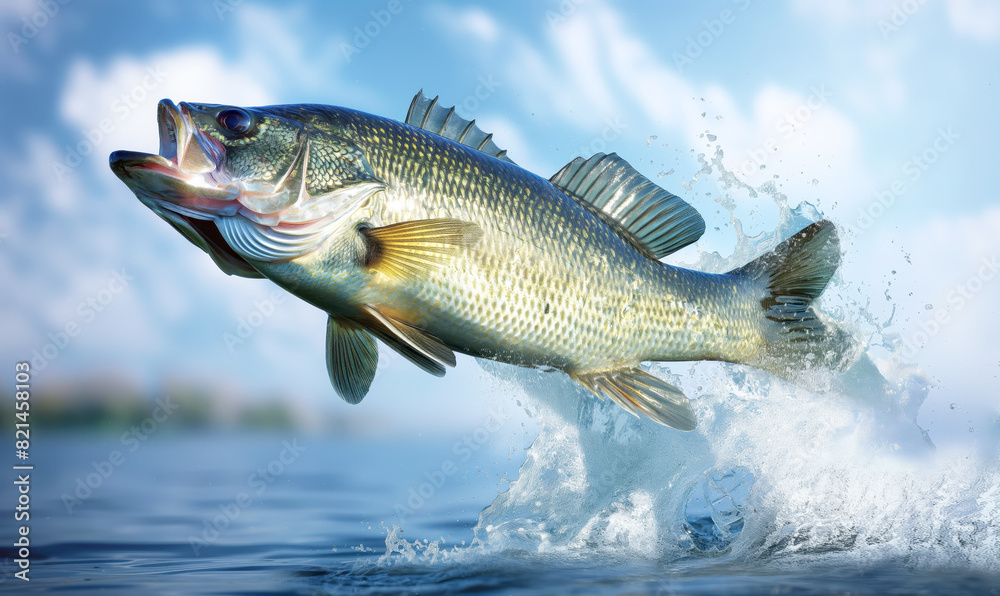 Obraz premium Master Angler's Dream: The Leaping Largemouth Bass Fish. 