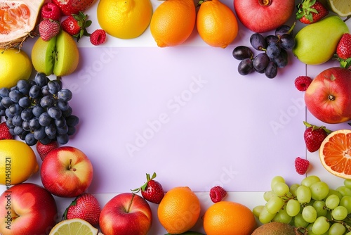 summer fresh tropical Fruits on a colorful paper background