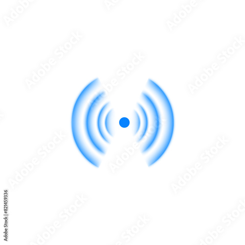 Blue wi-fi technology digital radar sonar vector symbol, wireless waves radial signal, sound effect network antenna icon