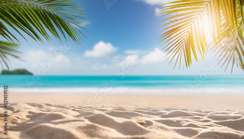 Beautiful realistic summer background with beach scenery.