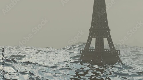 Seamlessly Loopable Underwater Paris in a Climate Change Post-Apocalyptic Future