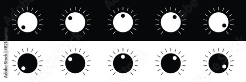 Set of Volume level knob signs. Round controller icon. Controller symbol collection. Vector Illustration.