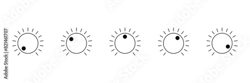 Set of Volume level knob signs. Round controller icon. Controller symbol collection. Vector Illustration.