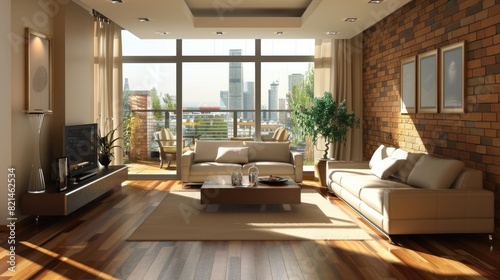 Scandinavian style interior of modern living room 