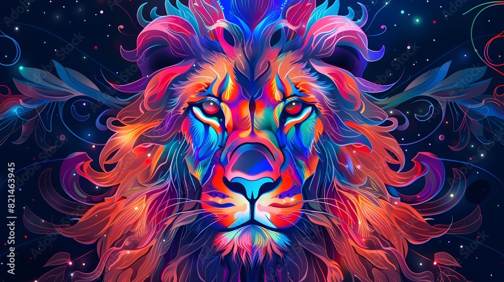 Colorful Lion Head
