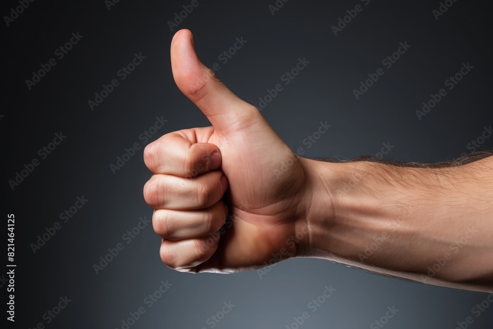closeup of a hand with thumb up. concept of ok closeup of a hand with thumb up. concept of ok
