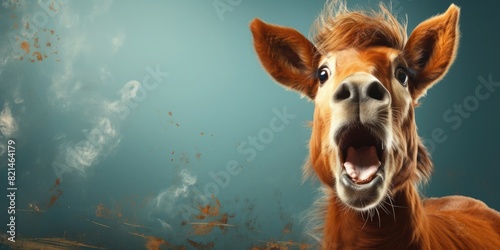 advertising banner with a happy horse photo
