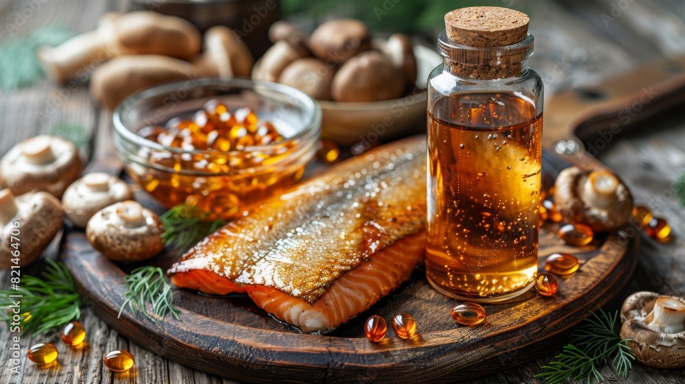 banner showing vitamin d sources fish, mushrooms, and supplements illustrates natural ways to get vitamin d for a balanced diet banner showing vitamin d sources fish, mushrooms, and supplements illustrates natural ways to get vitamin d for a balanced diet