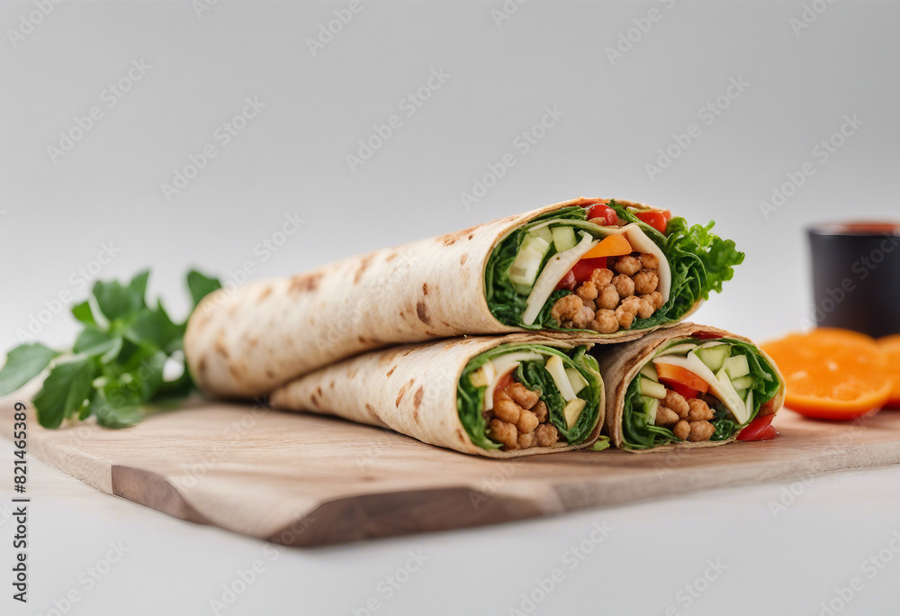 vegan food tasty wrap, isolated white background vegan food tasty wrap, isolated white background
