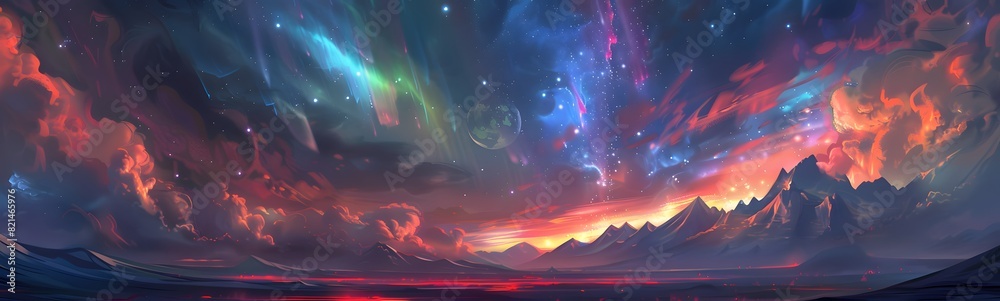 Obraz premium heavenly dreamy fluffy colorful fantasy clouds