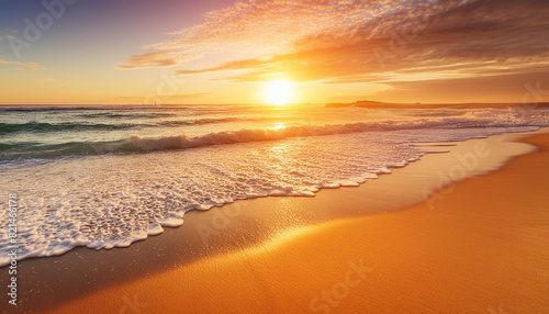 Photo beautiful sunset on the beach photo as a background