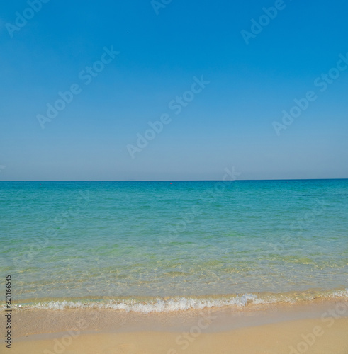 Horizon Landscape summer vertical front view point beautiful  tropical sea beach white sand clean and blue sky background calm Nature ocean Beautiful  wave water travel at Sai Kaew Beach thailand