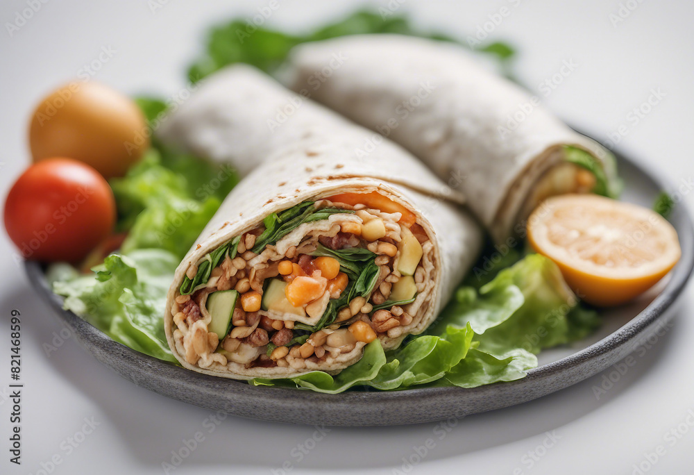 vegan food tasty wrap, isolated white background vegan food tasty wrap, isolated white background