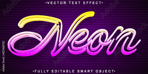 Neon Tube Vector Fully Editable Smart Object Text Effect