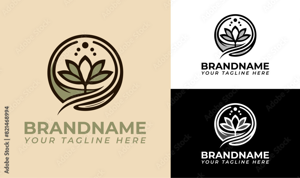 Natural Leaf Emblem Logo Design Natural Leaf Emblem Logo Design
